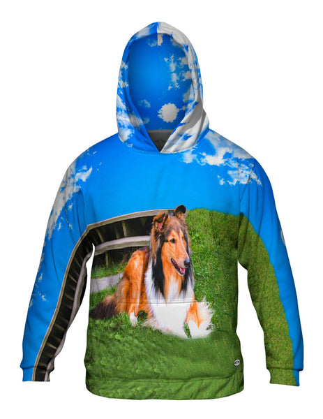 Blue Sky Collie Mens Hoodie Sweater