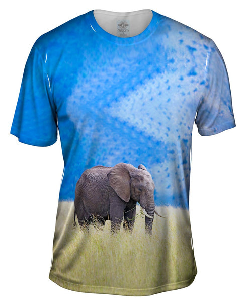 Elephant In Tall Grass Mens T-Shirt