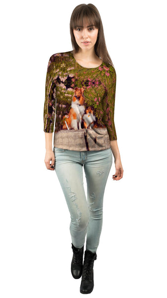 Sheltie Wall Flower&nbsp;Womens 3/4 Sleeve