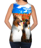 Shelties Among Tulips
