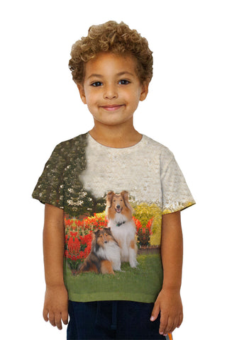 Kids Shelties In Garden
