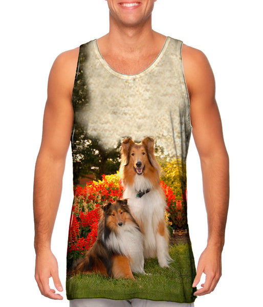 Shelties In Garden&nbsp;Mens Tank Top