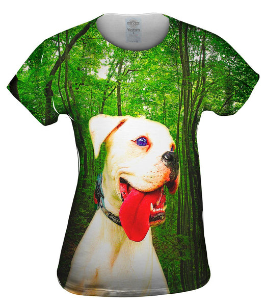 White Dog Red Tongue Womens Top