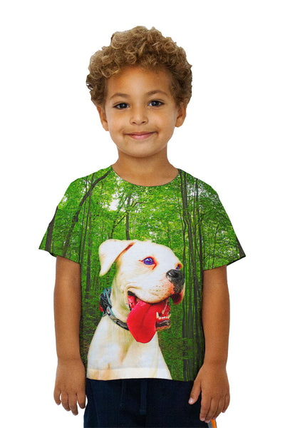 Kids White Dog Red Tongue Kids T-Shirt