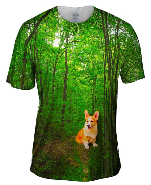 Orange White Yorkie Forest Mens T-Shirt