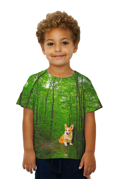 Kids Orange White Yorkie Forest Kids T-Shirt