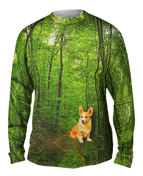Orange White Yorkie Forest Mens Long Sleeve