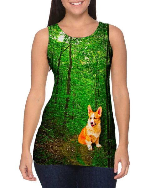 Orange White Yorkie Forest Womens Tank Top