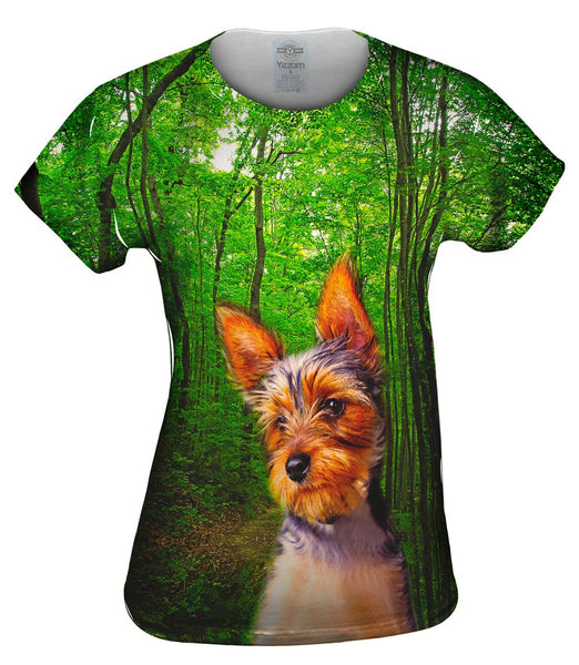 Long Haired Yorkie Forest Womens Top