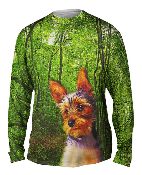Long Haired Yorkie Forest Mens Long Sleeve