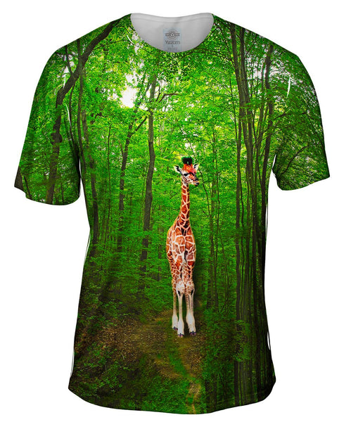 Giraffe Lost In The Forest Mens T-Shirt
