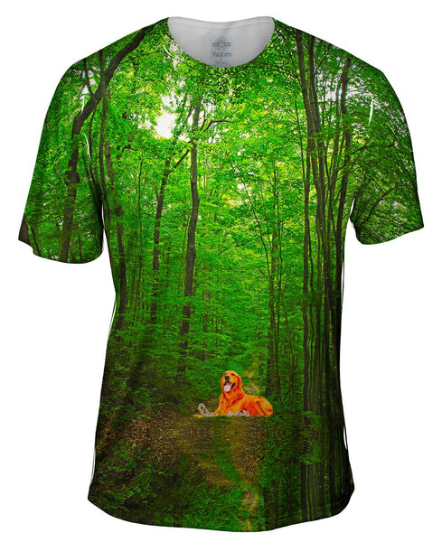 Golden Retriever Forest Mens T-Shirt