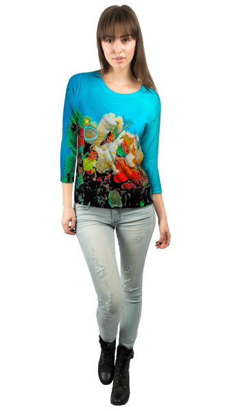 Neon Coral Underwater&nbsp;Womens 3/4 Sleeve