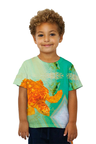 Kids Adorable Orange Turtle Underwater Kids T-Shirt