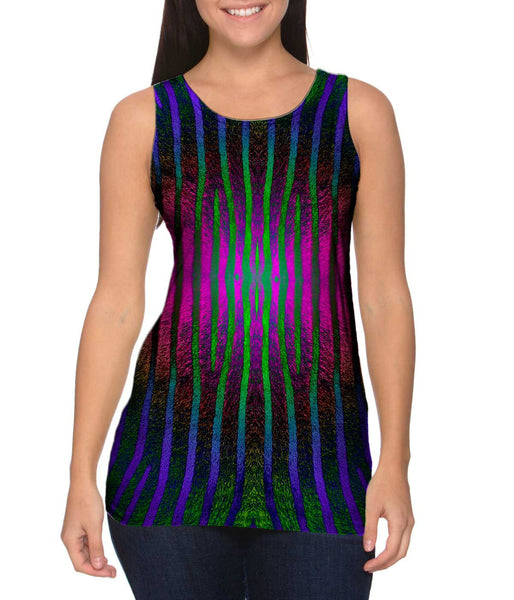Pink Purple Green Zebra Stripes&nbsp;Womens Tank Top
