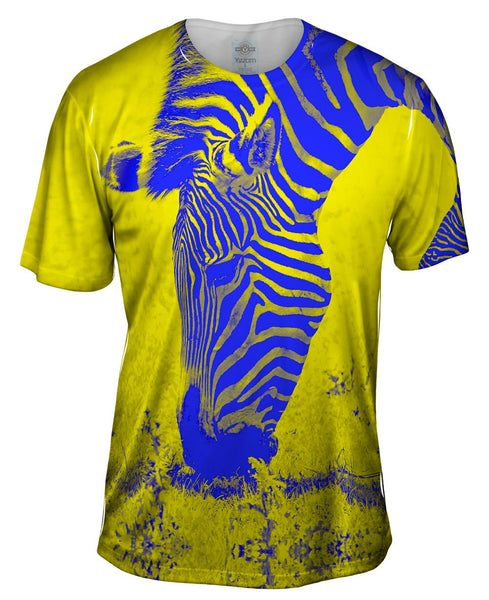 Neon Yellow Zebra Mens T-Shirt