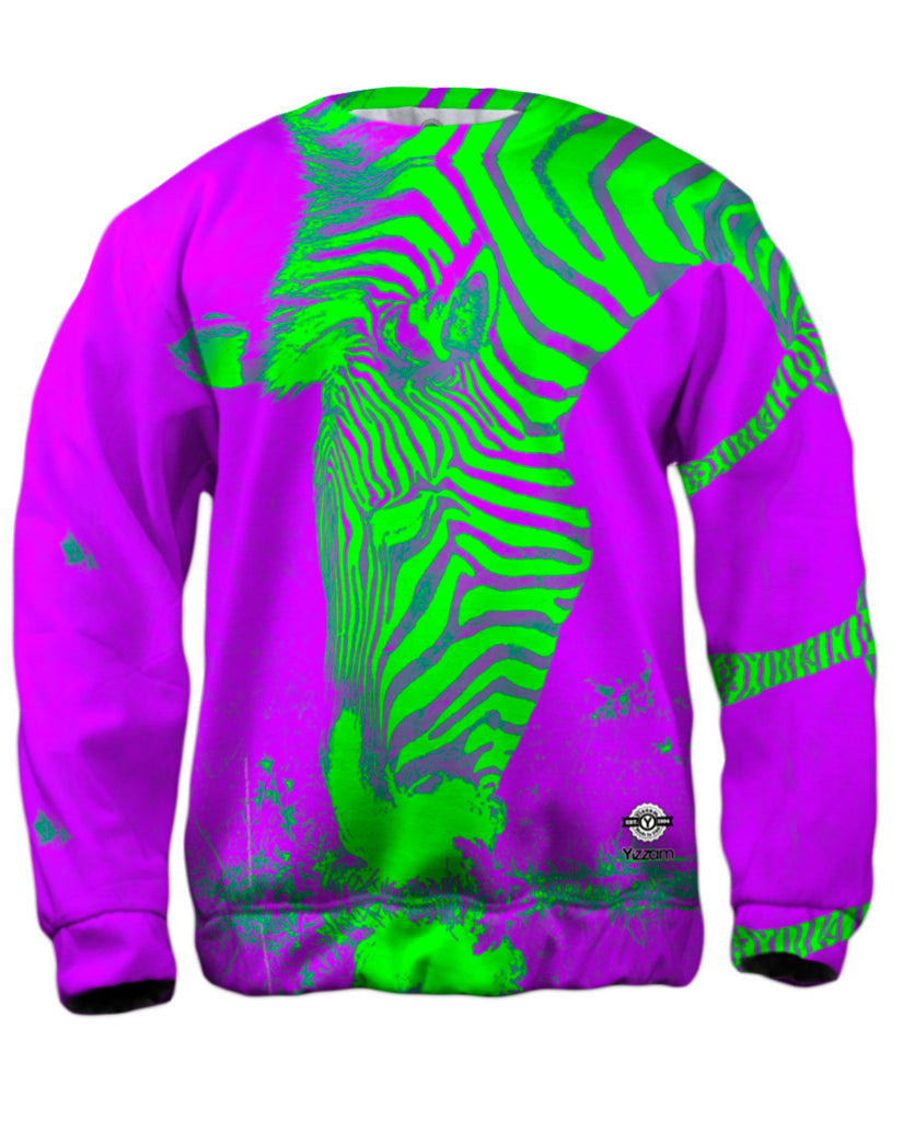 Neon Pink Zebra Mens Sweatshirt Yizzam