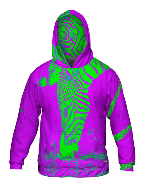 Neon Pink Zebra Mens Hoodie Sweater