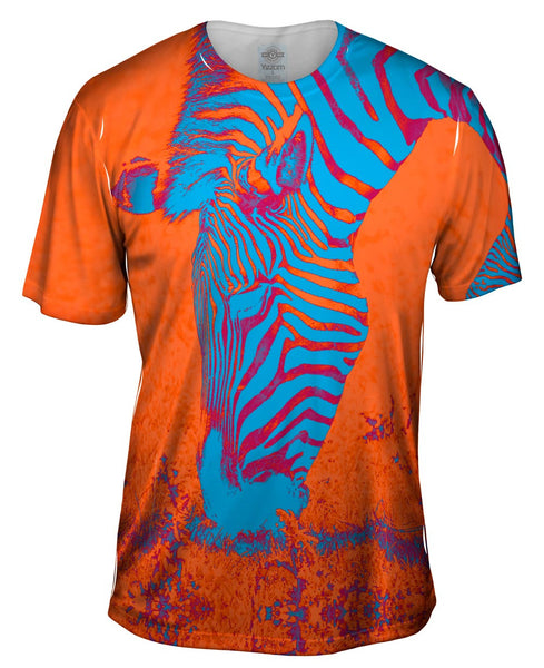 Neon Orange Zebra Mens T-Shirt