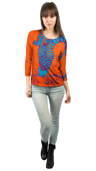 Neon Orange Zebra&nbsp;Womens 3/4 Sleeve