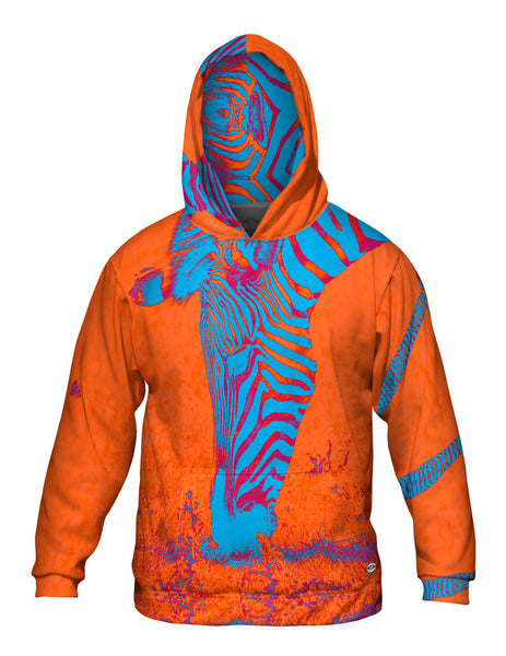 Neon Orange Zebra Mens Hoodie Sweater