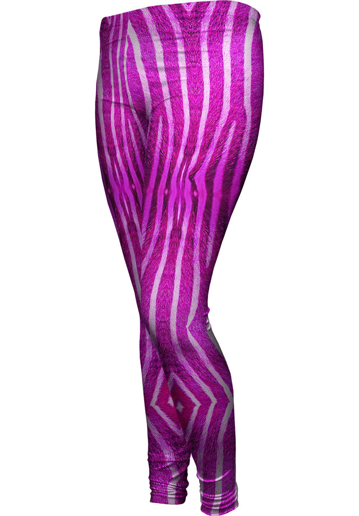 Pink Zebra Stripes Womens Leggings Yizzam