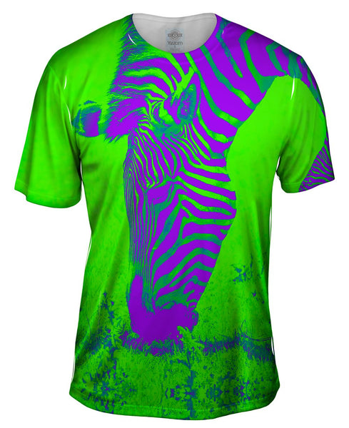 Neon Purple Green Zebra Mens T-Shirt