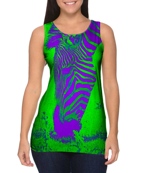 Neon Purple Green Zebra&nbsp;Womens Tank Top