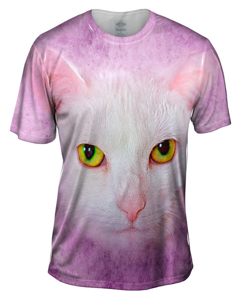 Yellow Eyed Cat Face Mens T-Shirt