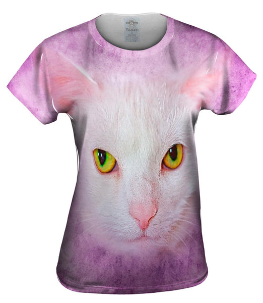 Yellow Eyed Cat Face Womens Top