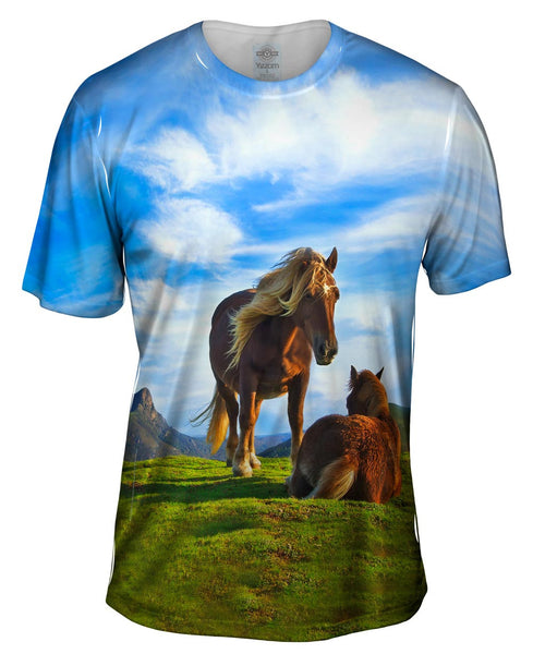 Horse Calf Mountain Mens T-Shirt