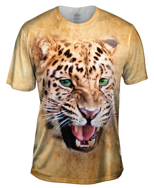 Growling Leopard Face Mens T-Shirt