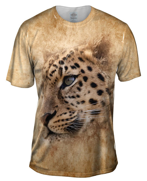 Thinking Leopard Face Mens T-Shirt