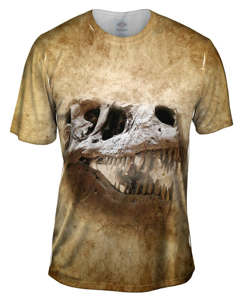 Smiling Skeletal T Rex Dinosaur Face Mens T-Shirt