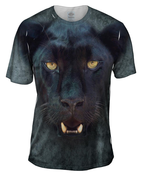 Black Leopard Face Mens T-Shirt