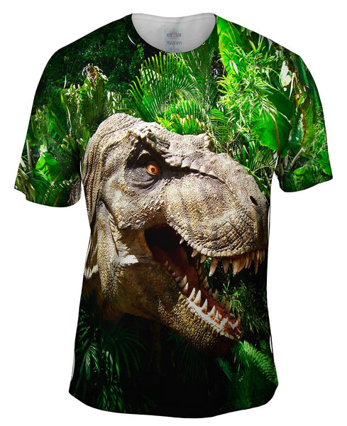 T Rex Within Leaves Face Mens T-Shirt