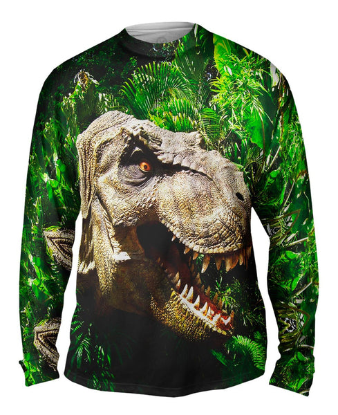 T Rex Within Leaves Face Mens Long Sleeve