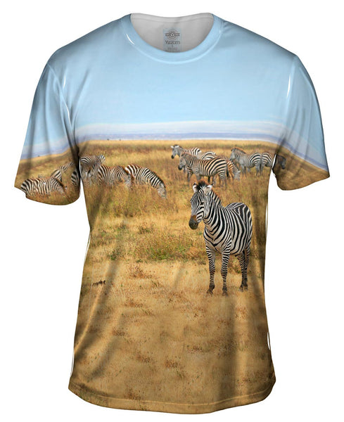 Zebra Herd Tanzania Mens T-Shirt