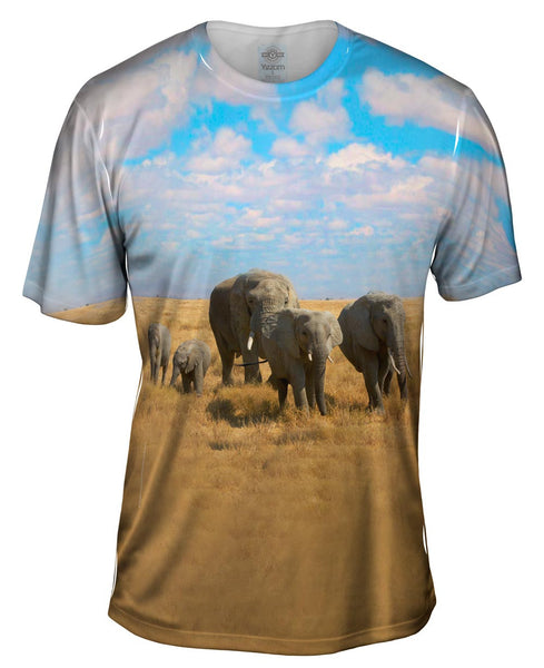 African Elephant Family Mens T-Shirt | Yizzam