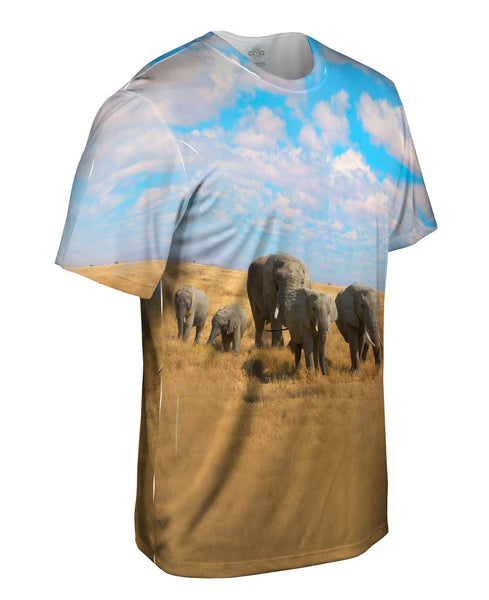 African Elephant Family Mens T-Shirt | Yizzam