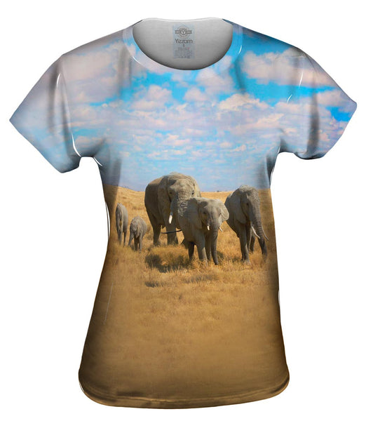 African Elephant Family Womens Top