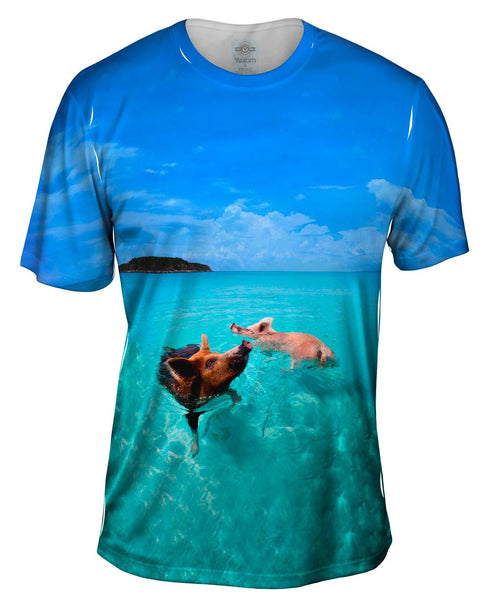 Tropical Swimming Pigs Mens T-Shirt