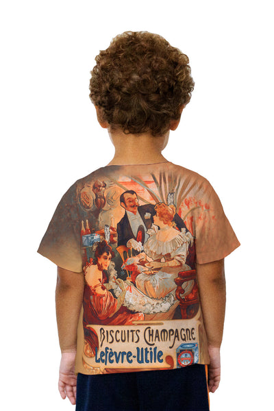 Kids Alphonse Mucha - "Biscuits Champagne Lefèvre-Utile" (1896) Kids T-Shirt