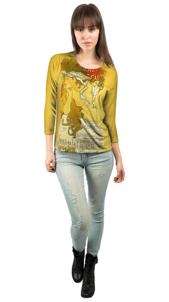 Alphonse Mucha - "Salon Of The Hundreds" Salon des Cent (1896) Womens 3/4 Sleeve