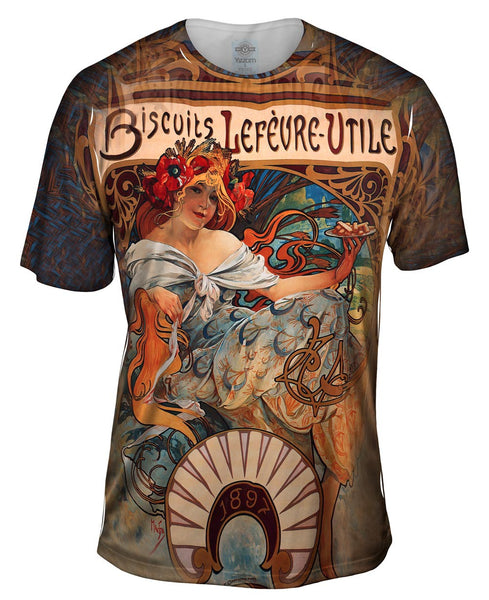 Alphonse Mucha - "Biscuits Lefèvre-Utile" (1896) Mens T-Shirt