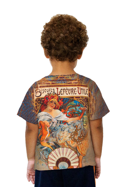 Kids Alphonse Mucha - "Biscuits Lefèvre-Utile" (1896) Kids T-Shirt