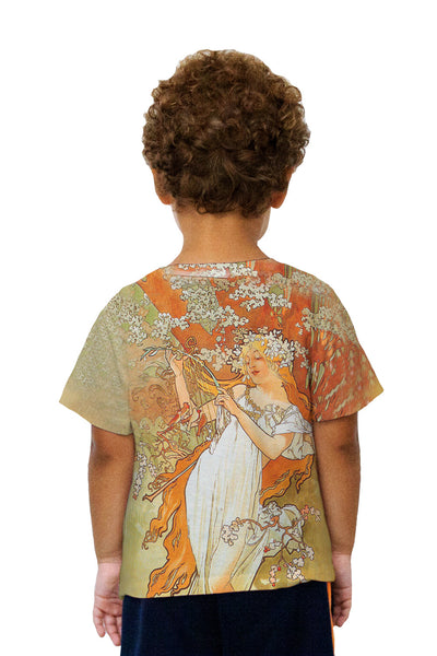 Kids Alphonse Mucha - "Spring" (1896) Kids T-Shirt