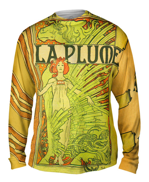 Alphonse Mucha - "La Plume" (1898) Mens Long Sleeve