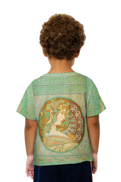 Kids Alphonse Mucha - "Laurel" (1901) Kids T-Shirt