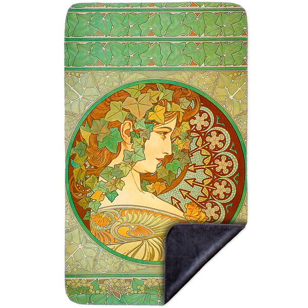 Alphonse Mucha - "Laurel" (1901) MicroMink(Whip Stitched) Grey